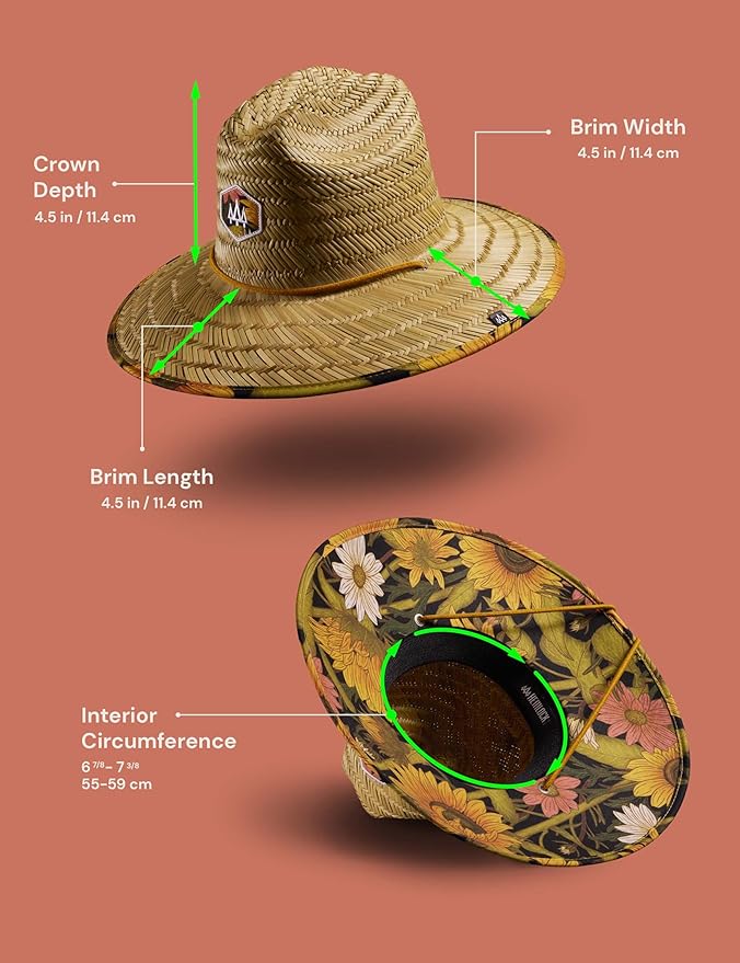 Straw Hat for Men & Women | Lifeguard Hat, Beach Hat & Sun Hat | UPF 50+ Wide Brim for Sun Protection | One Size | Hemlock