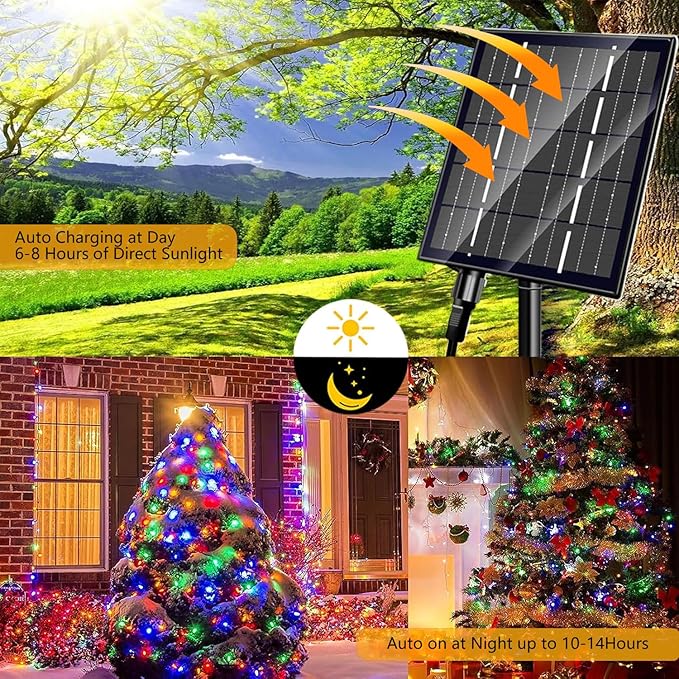 Solar Christmas Lights Outdoor, Upgraded 137FT 400LED Power with Remote,19 Modes Waterproof Solar String Lights for Outside Garden Home Christmas Decorations (Multicolor)