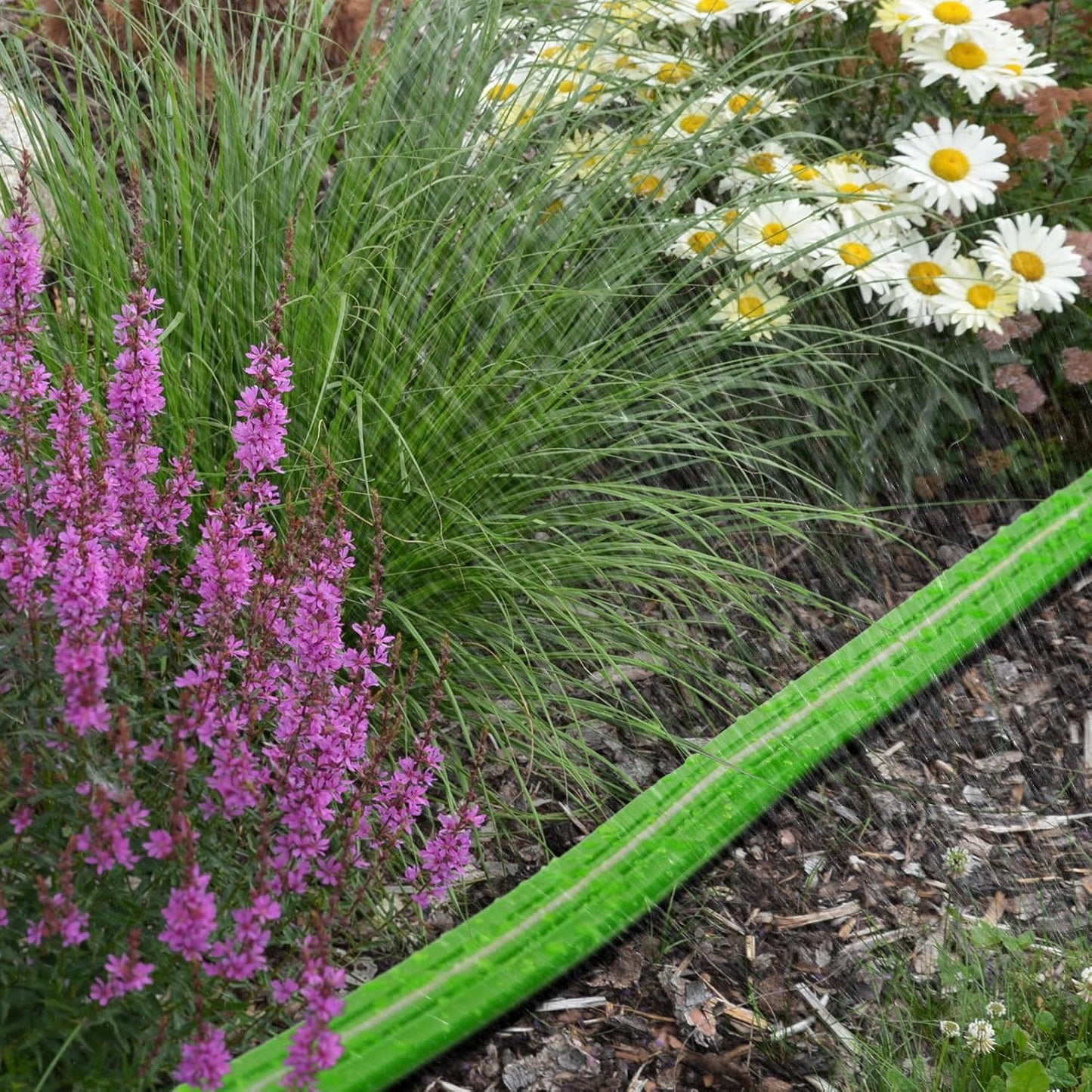 LAVEVE Sprinkler Soaker Hose for Yard 25 FT, Heavy Duty Garden Water Hoses with Stakes, Sprinklers System for Lawn, Flexible Drip Irrigation Tubing