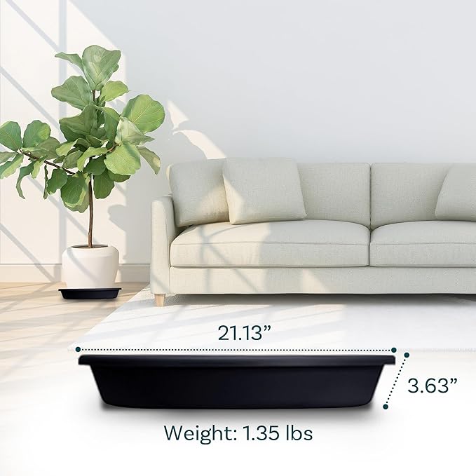 The HC Companies 21 Inch Round Plastic Classic Plant Saucer - Indoor Outdoor Plant Trays for Pots - 21"x21"x3.63" Black