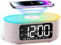 JALL Fabric Alarm Clock for Bedroom, with Big Led Screen Display, Bluetooth Stereo Sound Speaker, FM Radio, Fast Wireless Charging, USB Charging Port, Nightlight, White Noise, Ideal for Gift, Pink