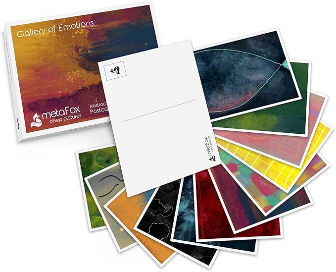 metaFox Gallery of Emotions | 52 Abstract Art Postcards for Therapy, Coaching and Reflection | Coaching Picture Cards in Postcard Format