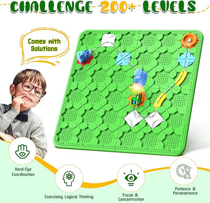 STEM Logic Road Builder Toys: Board Games Toys for 5 Year Old Kids Montessori Brain Teaser Puzzles Educational Learning Activities Toy for Kid Ages 3 4 6-8 12 Boys Girls Gifts (Green, 50PCS)