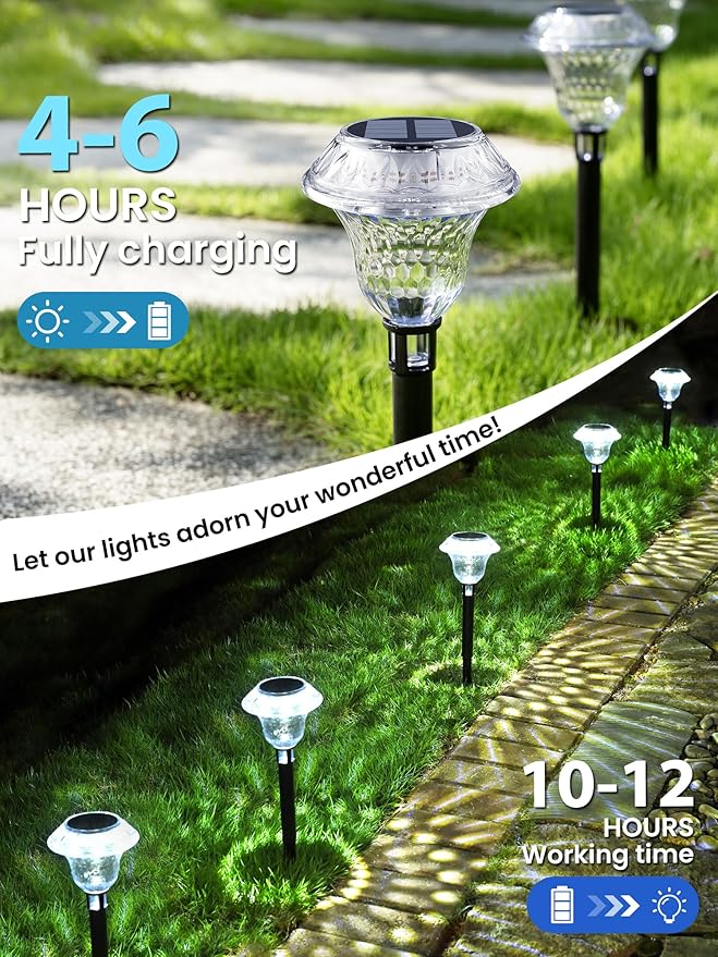 SOLPEX Solar Pathway Lights Garden Decor for Yard, Garden Lights Solar Powered Waterproof Landscape Lighting, Solar Outdoor Lights Porch Decor for Path Walkway Driveway (8 Pack Cold White)