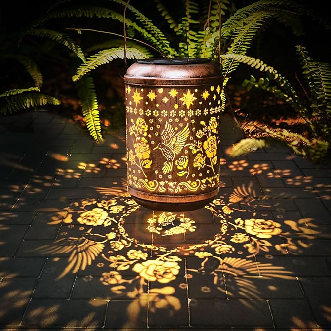 Solar Hummingbird Lanterns Outdoor Waterproof Mothers Day Gifts for Women Mom Grandma Garden Decor Hanging Solar Lights Metal Decoration Outside for Yard, Patio,Backyard,Porch