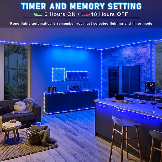 Rope Lights for Outside, 164FT 500 LED String Lights Outdoor with Waterproof 8 Modes, Flexible Plug in Twinkle Fairy Light for Indoor Bedroom Garden Pool Tree Wedding Decorations, Blue