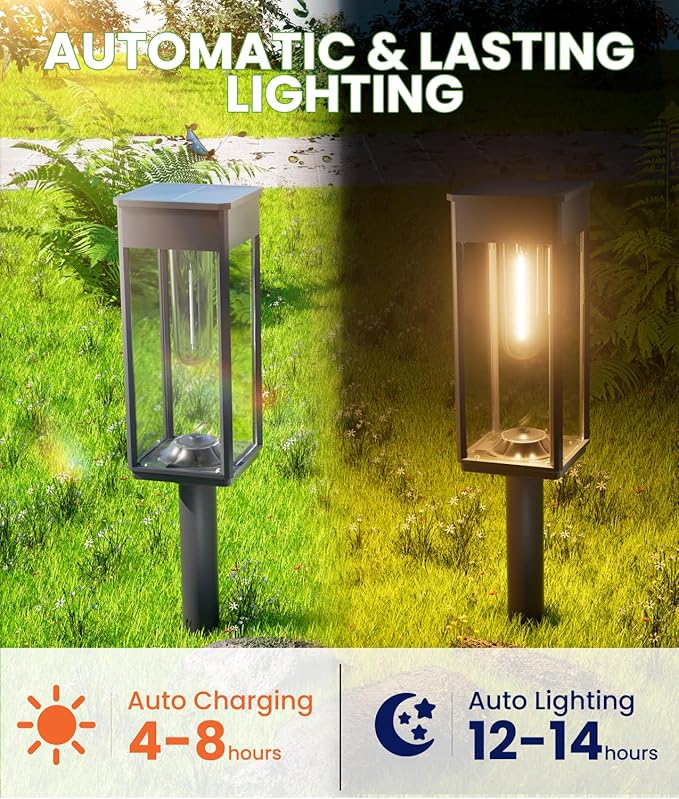 Solar Lights Outdoor Waterproof, 8 Pack Bright Solar Pathway Lights, Auto On/Off Outdoor Light for Yard Landscape Patio Lawn Path Walkway Driveway