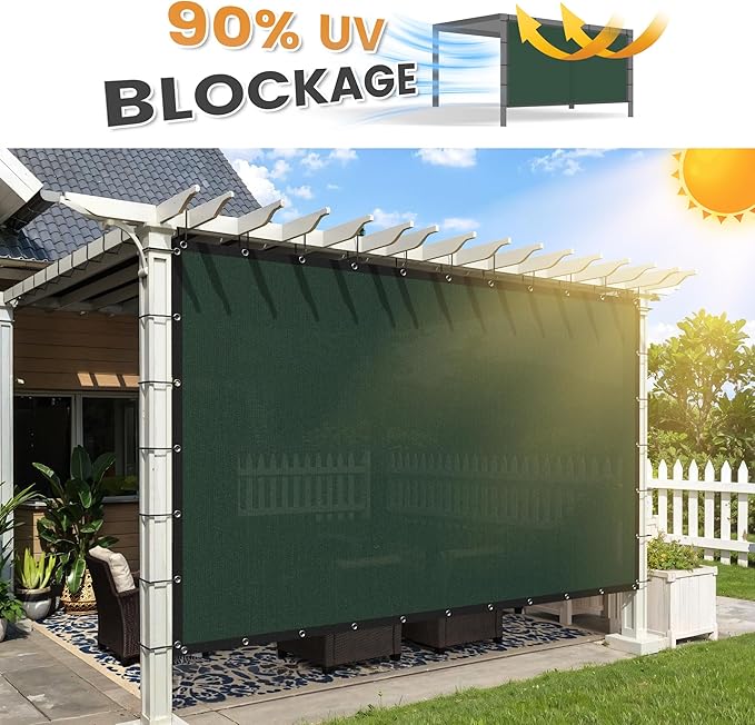 VICLLAX Shade Fabric Sun Shade Cloth with Every 2 FT Grommets for Patio Garden Pergola Cover Canopy 5x7 FT, Dark Green