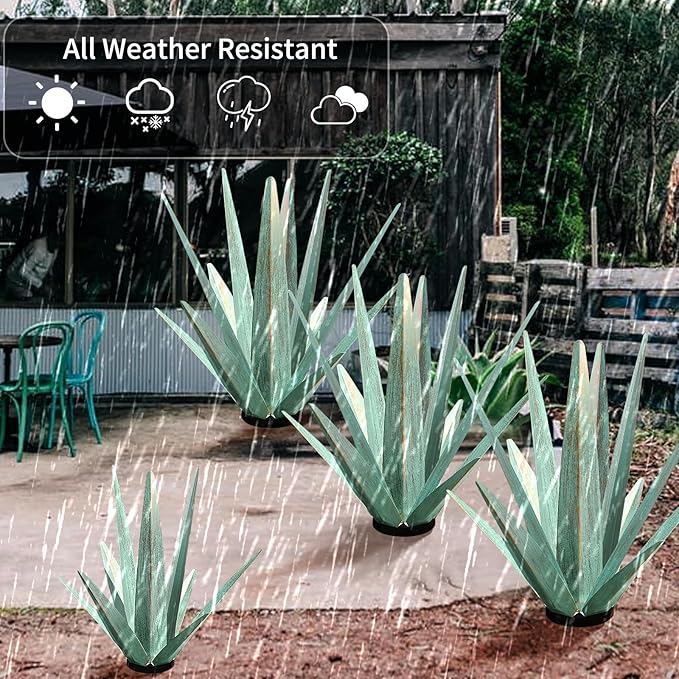 Large Tequila Rustic Sculpture, Rustic Metal Agave Plants for Outdoor Patio Yard, Home Decor Hand Painted Metal Agave Garden Yard Statue, Outdoor Lawn Ornaments (Mint Green - L)