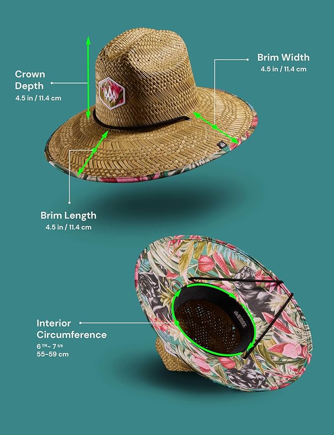 Straw Hat for Men & Women | Lifeguard Hat, Beach Hat & Sun Hat | UPF 50+ Wide Brim for Sun Protection | One Size | Hemlock