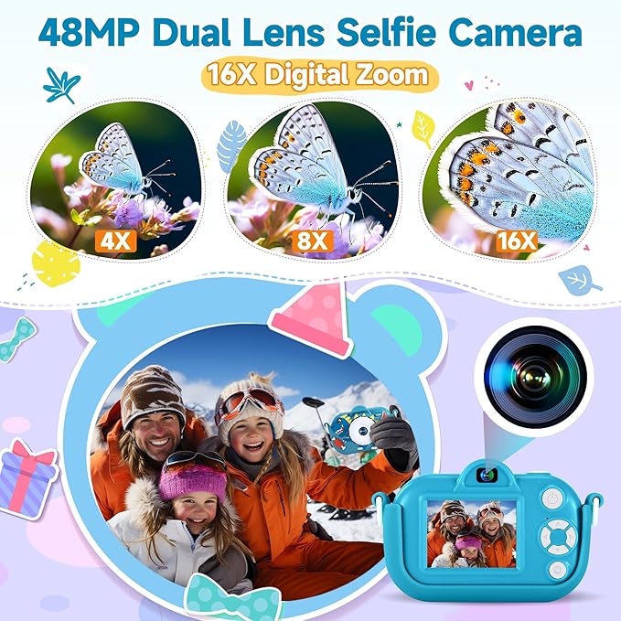 Kids Camera Toddler Toys for Boys Aged 3-9, 1080P Toddler Camera Christmas Birthday Gifts for Boys Ages 3 4 5 6 7 8 9, Digital Selfie Camera with Cute Protective Cover and 32GB SD Card