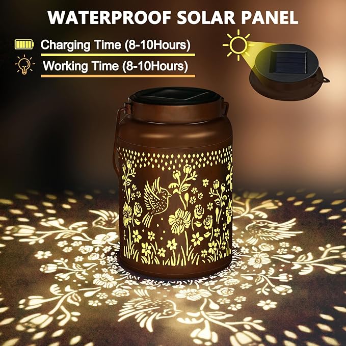 Cardinal Solar Lanterns Outdoor Waterproof Garden Decor Birthday Gifts for Women Mom Grandma Metal Hanging Hummingbird Solar Lights for Outside LED Lanterns for Yard Patio Lawn Pathway Landscape