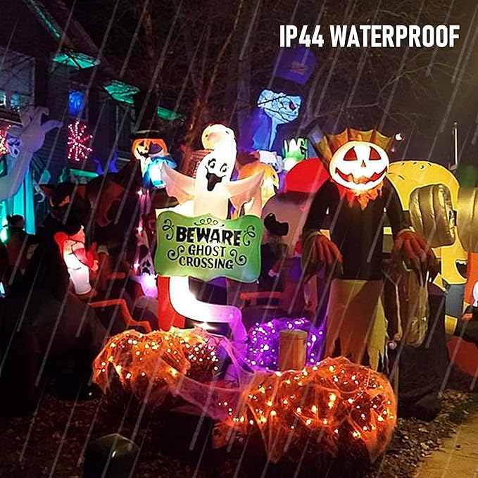 FUNPENY 164FT 500 LED Halloween Lights, 8 Modes Waterproof Plug in String Lights for Halloween Thanksgiving Indoor Outdoor Yard Party Wedding Garden Home Decorations (Orange)