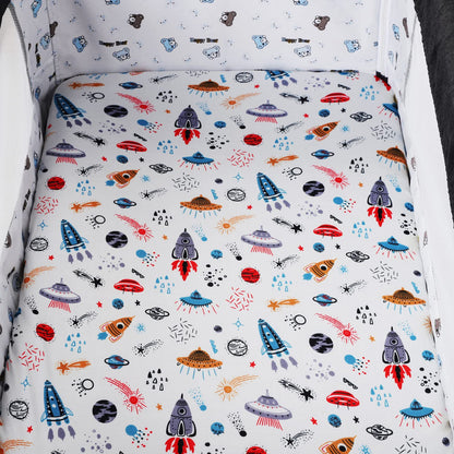 Pack n Play Sheet Stretchy Fitted Portable Mini Crib Sheets Set 3 Pack,Playard Sheets Convertible Playard Mattress Cover,Ultra Soft Jersey Material,Rocket Satellite,Car & Bus