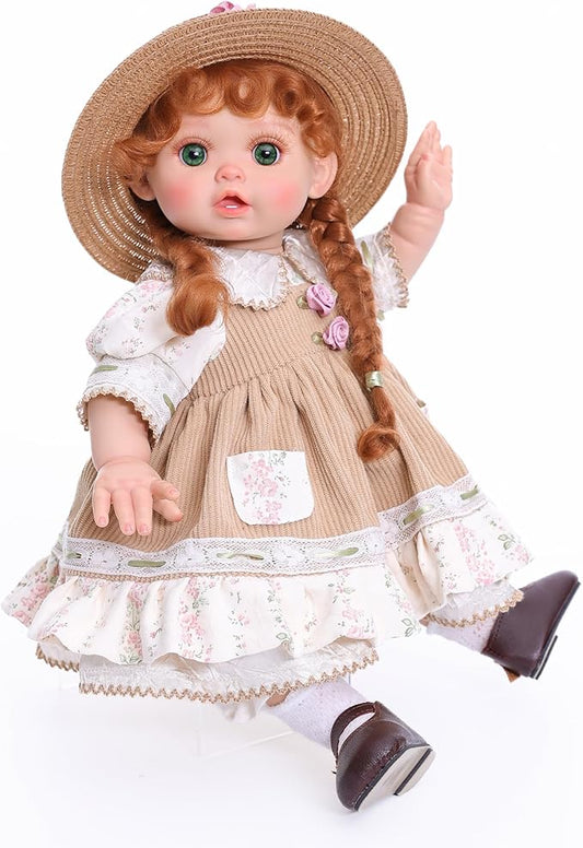 Reborn Baby Dolls – 18 Inch Realistic Reborn Toddler Doll Country-Inspired Girl with Braided Hair, Straw Hat & Floral Layered Dress, Gifts for 3+ Year Old Girls, Collectors