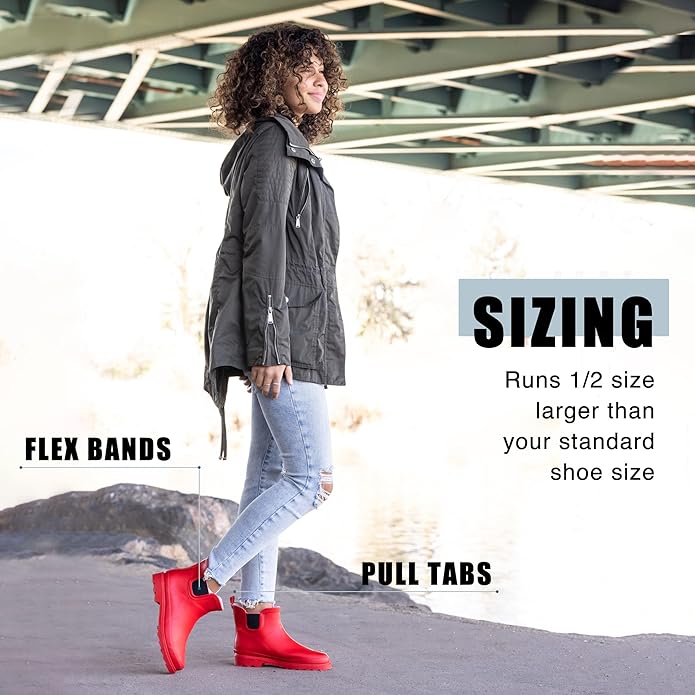 NORTY - Womens Ankle Rain Boots - Ladies Waterproof Winter Spring Garden Boot runs ½ size large