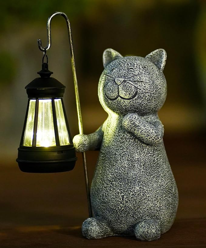 Solar Statue for Garden Decoration: Outdoor Sculpture for Yard Lawn Home House Balcony Patio - Unique Housewarming Gift for Lover Mom Women Grandma