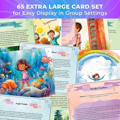 QUOKKA 65 Positive Affirmations Cards for Kids | Mindfulness for Kids with Mindful Practice, Visualization, and Icebreakers | Empower Emotional Well-Being with Meditation & Daily Affirmations XL Cards