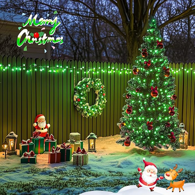 JMEXSUSS 2 Pack Green Solar Lights Outdoor, Total 400 LED 151FT Solar String Lights Outdoor Waterproof, 8 Modes Green Light for St Patrick's Day Patio Yard Tree Decorations