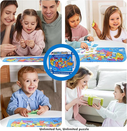TAOZI&LIZHI Floor Puzzles for Kids Ages 4-6, 6-8, 70 Piece US Map 50 States with Capitals Large Toddler Puzzle Age 2-4, Jigsaw Puzzles for Kids Ages 3-5, Geography Puzzles Toys Gift for 4-8 Years Old