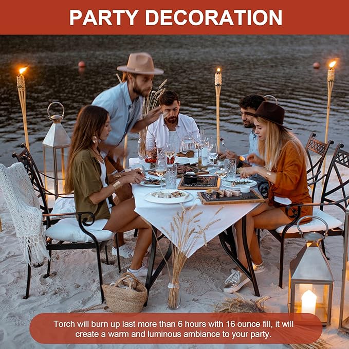 Nonley 8 Pack Torch Canisters 12 oz. Outdoor Torch Replacement Canister Bamboo Torches Refill Canister with Wicks and Covers, Decorative Lighting Torches for Lawn Patio Backyard, DIY Garden Decor