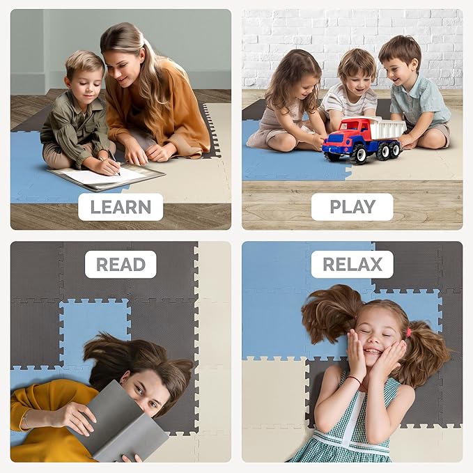 TOYVELT Ultimate Foam Play Mat Set 12x12-16 Interlocking Floor Tiles for Kids - Colorful Foam Puzzle Mats - Safe and Durable Kids Floor Mats - Ideal Play Mat for Toddlers 1-3 - Tiles Non Toxic