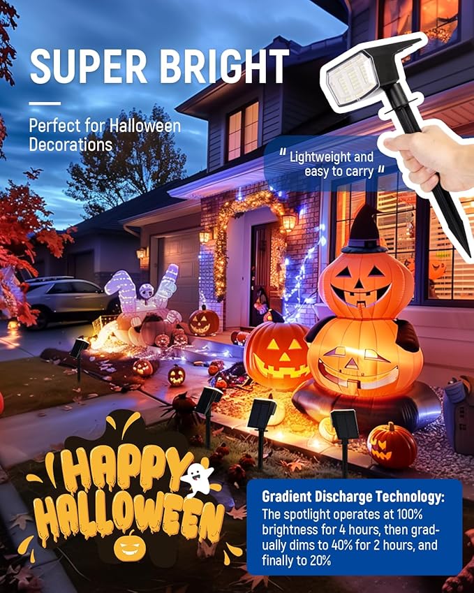 Solar spotlights Outdoor 63 LED 3 Lighting Modes, IP65 Waterproof Lighten Yard Garden House Garage Pathway for Christmas Decorations-2 Pack