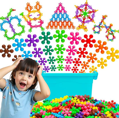 Kids Building STEM Toys for 3 4 5 6+ Year Old Boy Girl Birthday Gift, 300PCS Educational Interlocking Discs Building Blocks for Kids Ages 3-5 4-8 5-7 Preschool Classroom Manipulatives Creative Games