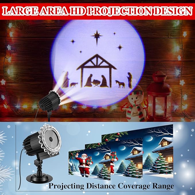 Tuanse Christmas Nativity Outdoor Projector Lights LED Flood Light Holiday with Stars for Xmas Party Garden Landscape Decoration