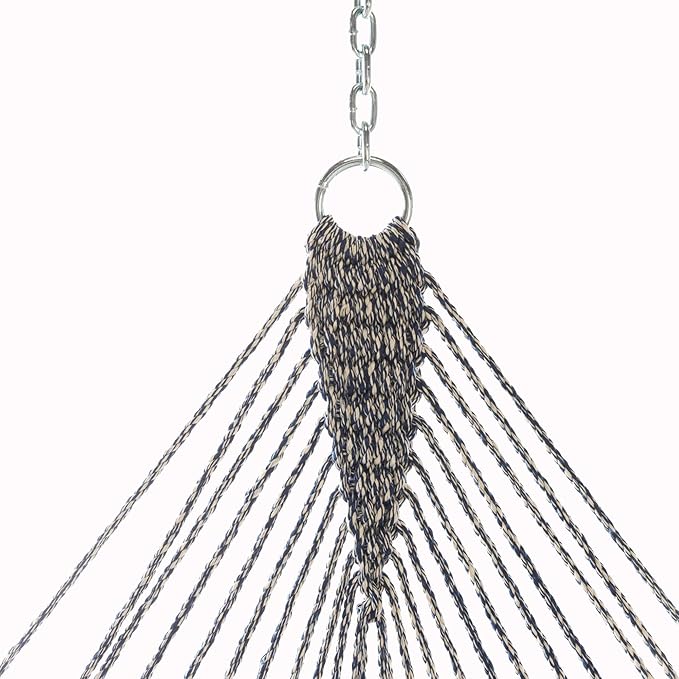 Original Pawleys Island 14DCOTNV Deluxe Navy Oatmeal Heirloom Tweed DURACORD Rope Hammock with Extension Chains & Tree Hooks, Handcrafted in The USA, 450 LB Weight Capacity, 13 ft. x 60 in.
