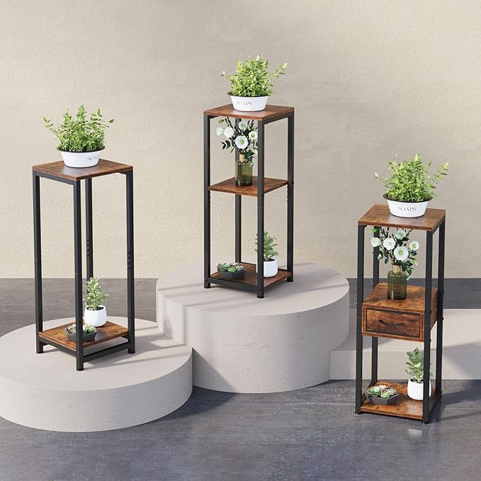 Tall Plant Stands Indoor ,2 Tier Pedestal Stand, Corner Plant Stands for Indoor Plants Multiple, Small Side Table for Indoor Plants, Tall Plant Table