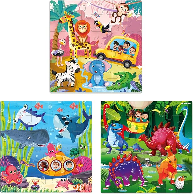 QUOKKA Magnetic Puzzles for Kids Ages 4-6 - 36 Pieces Sudoku Toddler Puzzles Ages 2-4 - Travel Games for Kids Ages 3-5 - Animal Jungle Sea Toddler Travel Toys - Car Airplane Road Trip Games