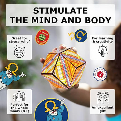 SHASHIBO Shape Shifting Box - Award-Winning Fidget Toy w/ 36 Rare Earth Magnets - Fidget Cube Transforms Into Over 70 Shapes, Sensory Toy Gift for Kids, Teens, and Adults (Hyper Melon)