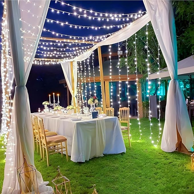 KNONEW 403ft 1000 LED String Lights Outdoor Christmas Lights 8 Modes & Timer Fairy Light Plug in Waterproof LED String Lights for Xmas Yard Tree Wedding Party Holiday Decorations (Cool White)