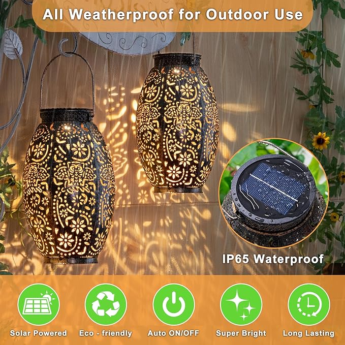 Owl Solar Outdoor Lantern Waterproof, Garden Decor Gifts for Women, LED Metal Garden Solar Lights for Porch, Yard, Patio Ornaments, Mothers Day Gifts for Mom Grandma (Antique Bronze,1Pack)