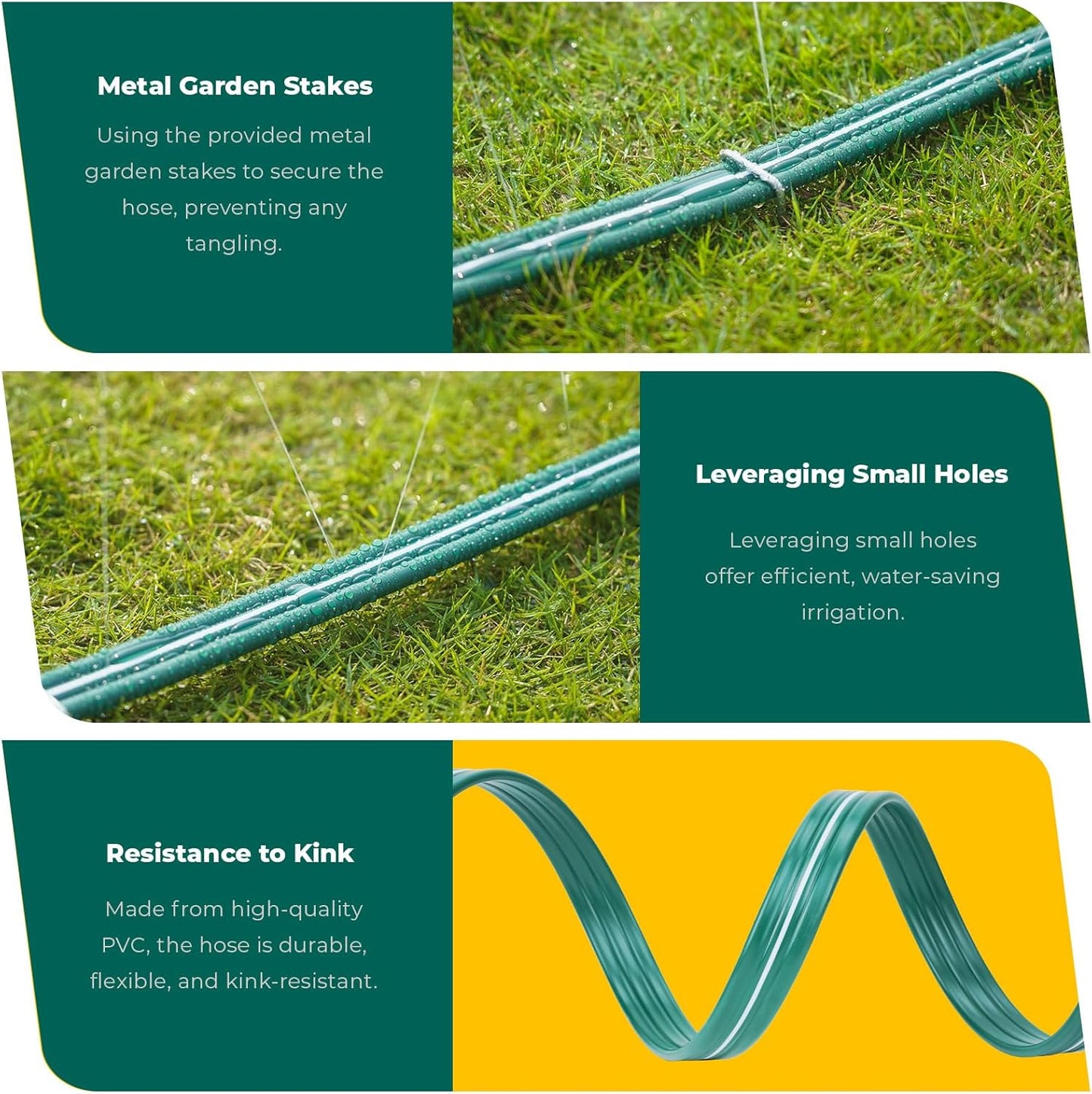 Sprinkler Soaker Hose 50ft for Garden Lawn, Watering Pipe with Holes, High-Efficiency Water-Saving Garden Irrigation System, Drip Hose Sprinkler