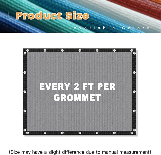 VICLLAX Shade Fabric Sun Shade Cloth with Every 2 FT Grommets for Patio Garden Pergola Cover Canopy 23x24 FT, Light Grey