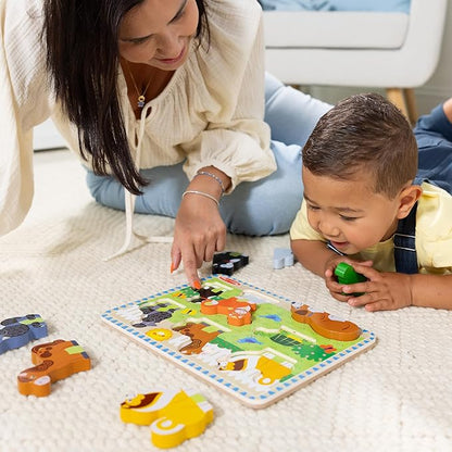 Melissa & Doug Pets Wooden Chunky Puzzle (8 pcs), Educational Screen Free Activity for Toddler, Preschoolers and Kids Ages 2+