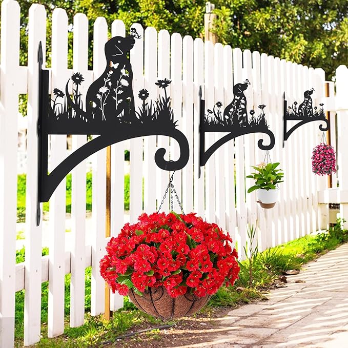 Plant Hangers Outdoor Heavy Duty Iron Decorative Dog Silhouette Plant Hooks for Hanging Baskets 11 inch Hanging Plant Bracket Wall Hooks for Flower Pot Lantern Bird Feeder Wind Chimes