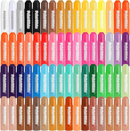 62 Colors Solid Tempera Paint Sticks, Washable Paint Sticks Bulk, Quick Drying, Non-Toxic, Rainbow Colors Tempera Stick Kids Toddler, No Mess Art Supplies for Paper Wood Glass Ceramic Canvas