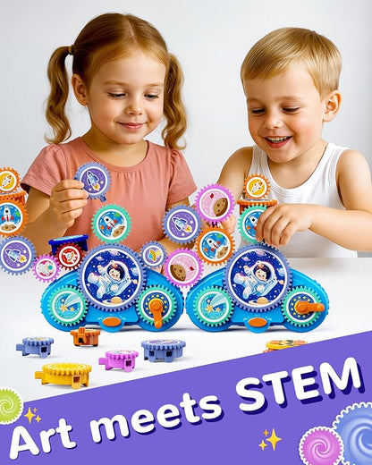 KOKODI Gear Building Toys for Kids, Electric & Manual Construction Set for Kids, Engineering Learning Kit for Ages 3-8 Years Old, Birthday Gifts & Preschool Educational Toys for Boys Girls