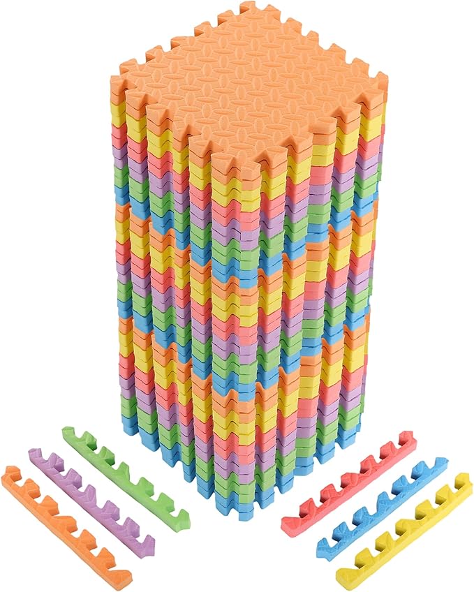 12x12x1 Inch EVA Thick Interlocking Foam Floor Tiles Puzzle Exercise Mat Play Foam Mats for Boys Girls Baby Pets Home Classroom Nursery Gym(Colorful)