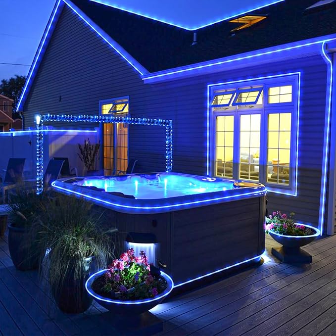 Rope Lights for Outside, 100FT 300 LED Christmas String Lights with Waterproof 8 Modes, Flexible and Connectable Plug in Fairy Lights for Outdoor Indoor Bedroom Patio Party Wedding Decorations, Blue