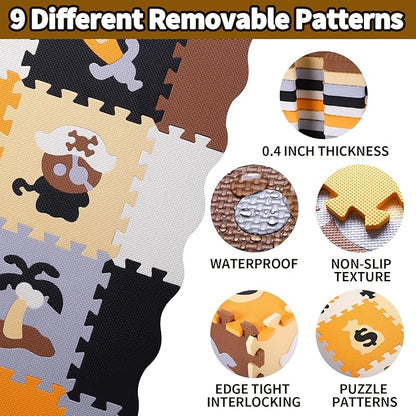 Coolcandy Baby Play Mat, 25Pcs Interlocking Puzzle Floor Mat, with Safety Fence - 0.4" Thick Non-Toxic EVA Foam Play Mat, for Infants & Toddlers 3-36 Months, Soft Puzzle Tiles for Play Areas