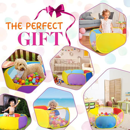 Eocolz Kids Ball Pit Large Pop Up Childrens Ball Pits Tent for Toddlers Playhouse Baby Crawl Playpen with Basketball Hoop and Zipper Storage Bag, Balls Not Included (1M Multicolor)