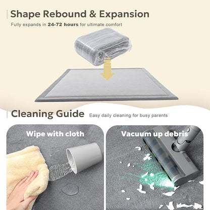 Mallify Ultra Soft 1.3" Thick Baby Play Mat for Floor, Extra Large Velvet Playpen Mat, Baby-Safe & Non-Slip Tummy Time Mat, Crawling for Babies, Toddlers, Infants, Kids, Easy Care, 79"x59", Gray