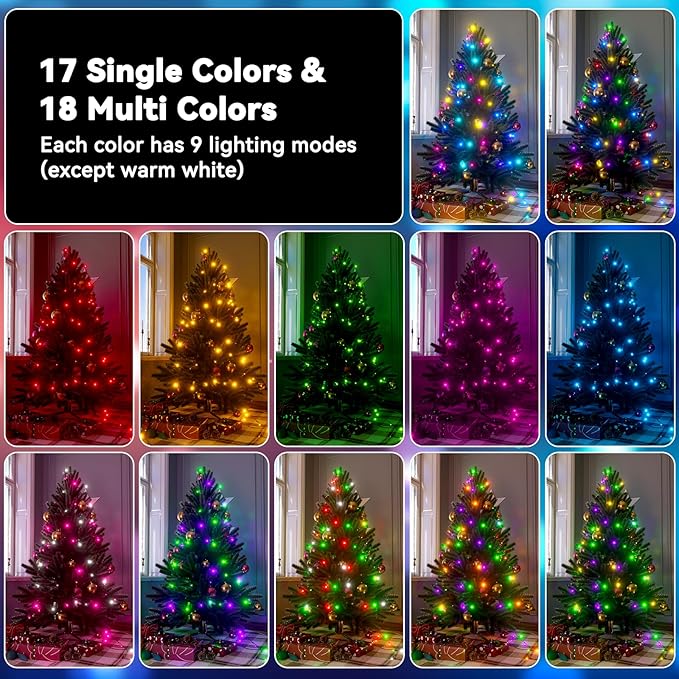 LitHome 66ft 200Led Color Changing String Lights with Remote,35 Colors RGB Christmas Lights with Timer,Dimmable Led String Light Outdoor,Xmas Tree Light Indoor Plug in for Halloween Fall Party Decor