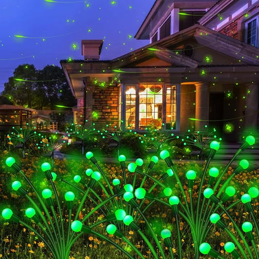 St Patricks Day Decorations Solar Garden Green Lights Outdoor, 2 Pack 20 LED Solar Firefly Lights, Waterproof Solar Wind Swaying Lights for St. Patrick's Day Irish Day Outside Yard Patio Decoration