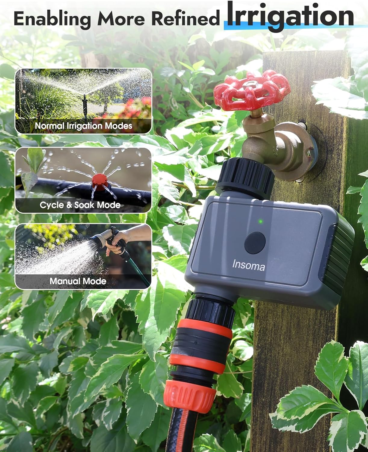 WiFi Sprinkler Timer, WiFi Water Timer for Garden, Smart Hose Timers with Hub Support 2.4GHz, App/Voice Control Work with Alexa & Google Assistant, Rain Delay & Manual Watering,for Yard Lawn Plant