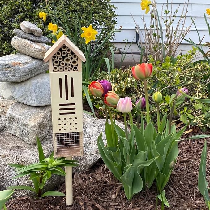 Wooden Insect House, Insect Hotel for Bugs, Bees, Butterflys, Ladybirds, Natural Beneficial Insect Habitat for Garden and Yard